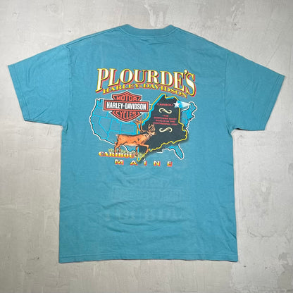 2003 Harley Davidson Teal "Caribou" Tee Size Large USED v20424