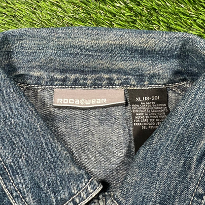 1990s Rocawear Blue Denim Jacket Size XL USED v17034