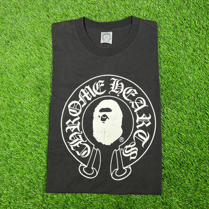 Chrome Heart Bape 2009 Baby Milo Cross Black Tee Size Large USED x15352