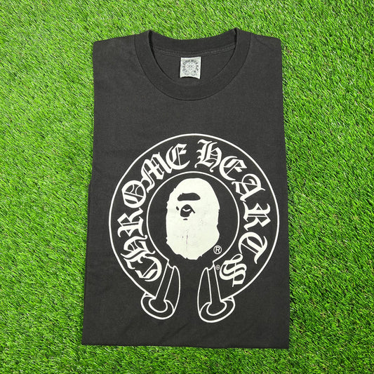 Chrome Heart Bape 2009 Baby Milo Cross Black Tee Size Large USED x15352