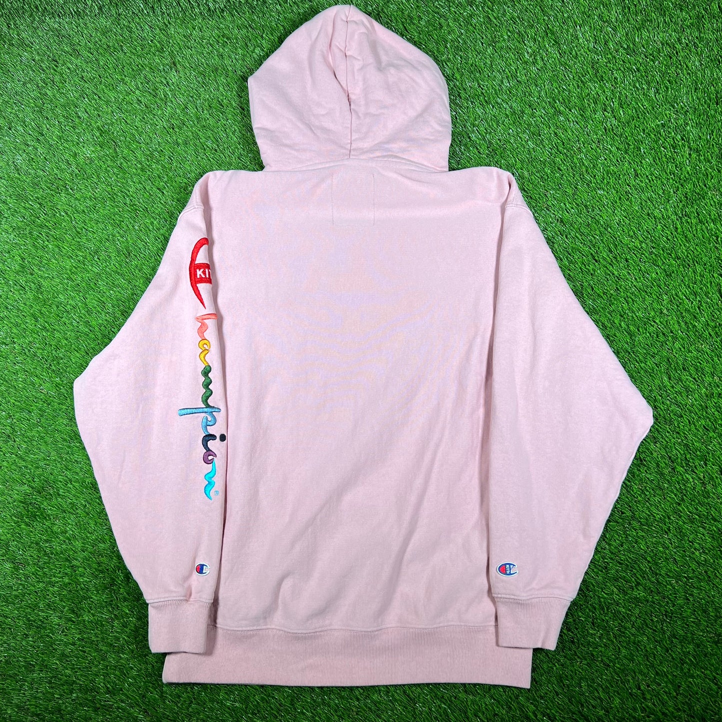 Kith x Champion Pink Logo Hoodie (2018) Size Large USED x14740