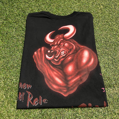 Travis Scott WWE The Rock The Bull Black Tee Size Large NEW x13575
