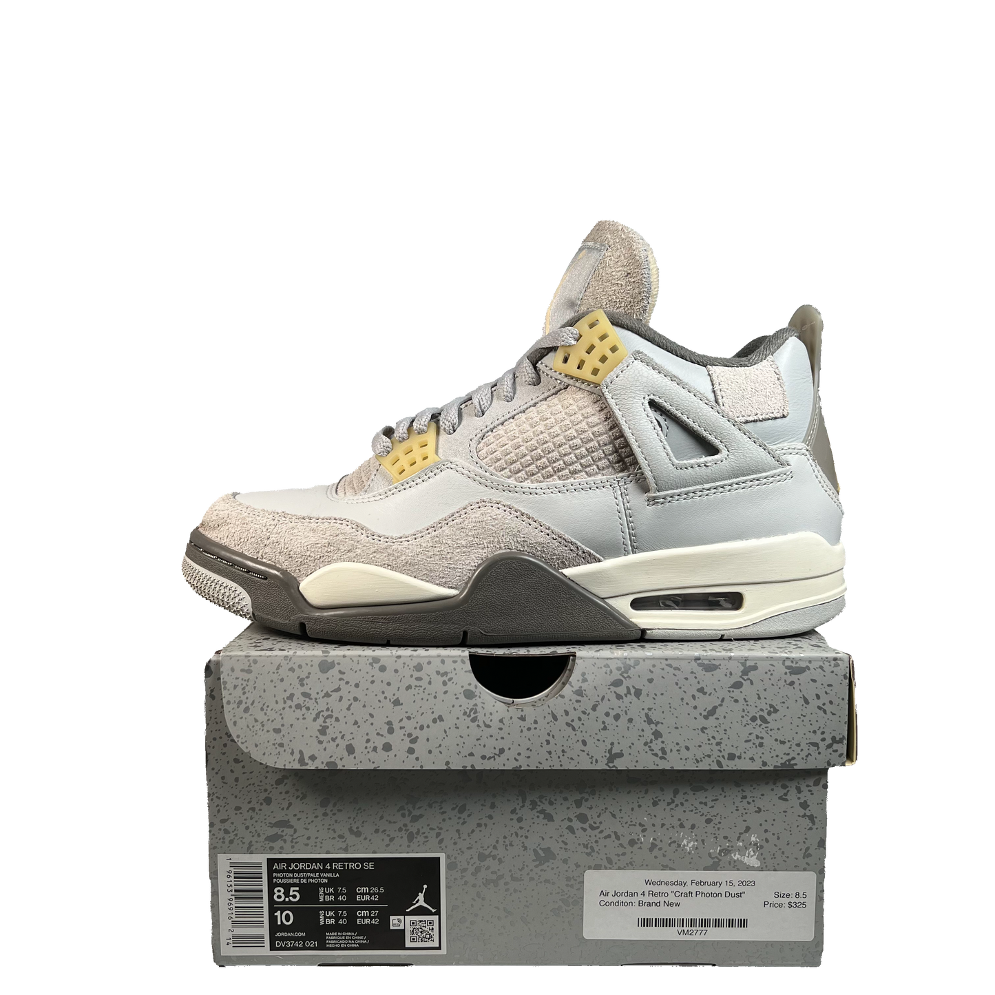 Jordan 4 Craft Photon Dust (2023) Size 8.5 USED S21542