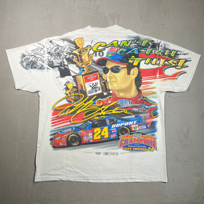 Nascar 2001 Champions Jeff Gordon All Over Print Racing Tee Size Large USED v8632