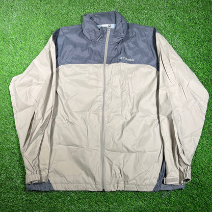 Columbia Beige/Grey Full Zip Windbreaker Size XL USED v17842