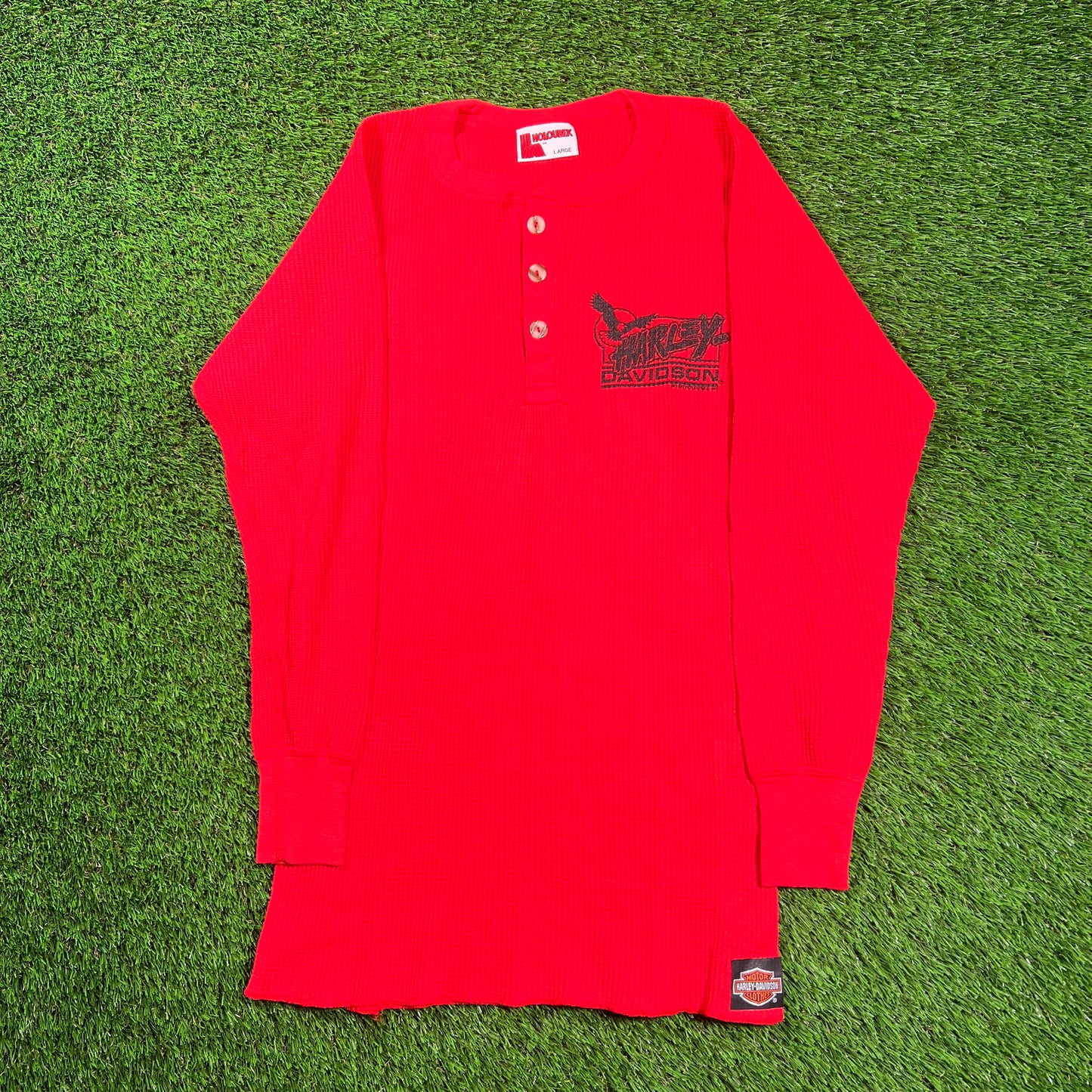 1980's Harley Davidson Red Thermal Longsleeve Size Large USED v18427
