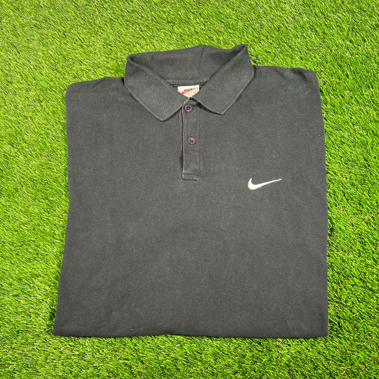 1990s Nike Black Polo Tee Size XL USED v17684