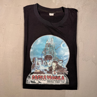 1980s Castle Dracula Univesal Studios Tour Black Tee Size Medium USED v16419