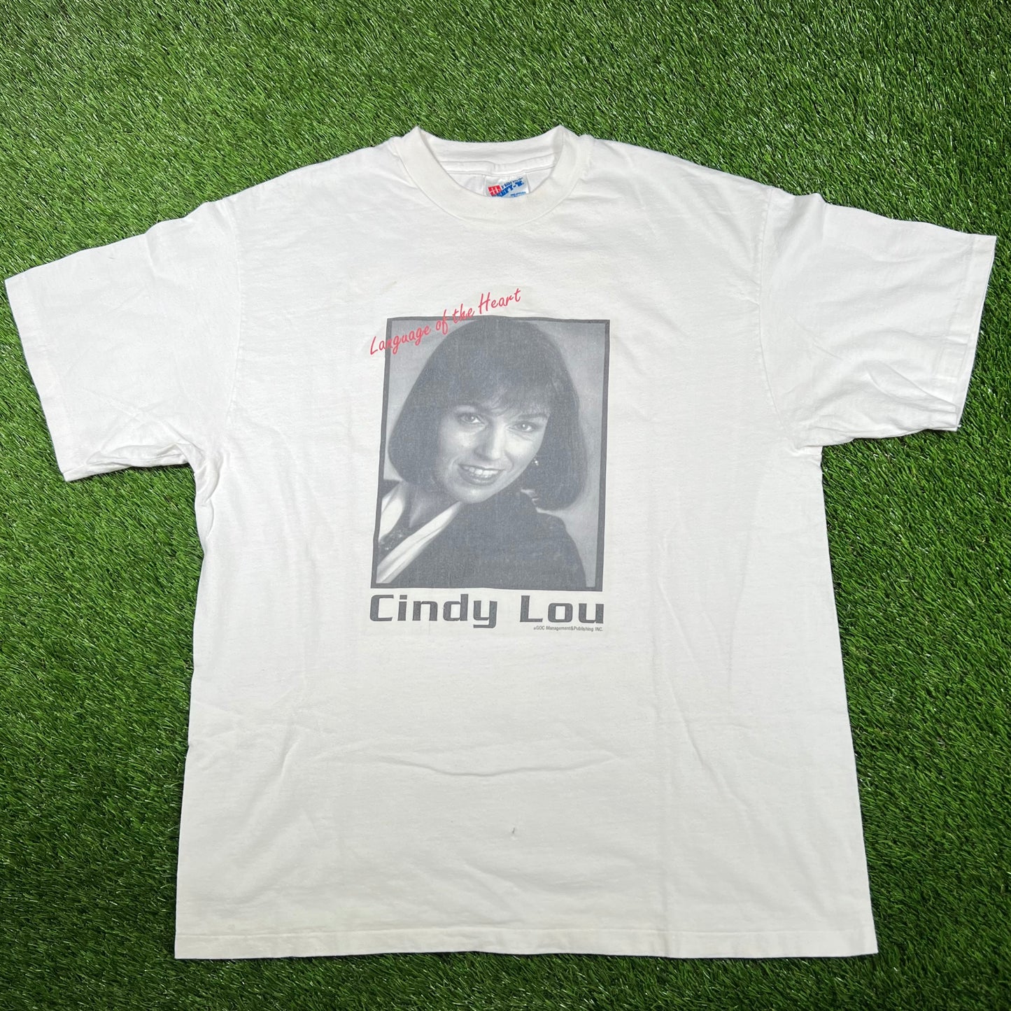 1990s Cindy Lou White Tee Size Large USED v16939