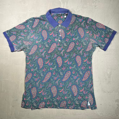 1990s Christian Dior AOP Floral Print Polo Tee Size Large USED v15798