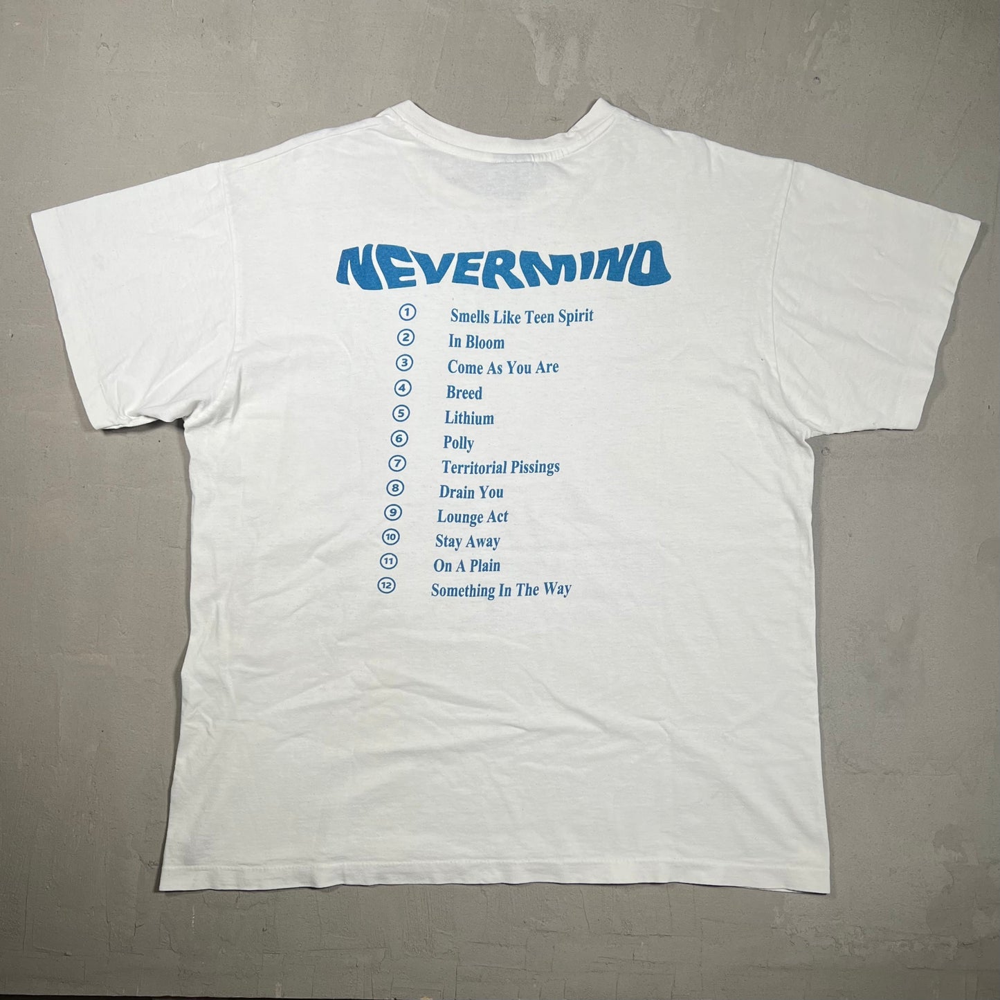 1992 Nirvana Nevermind Album Cover Giant Tag White Tee Size XL USED v19076