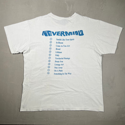 1992 Nirvana Nevermind Album Cover Giant Tag White Tee Size XL USED v19076