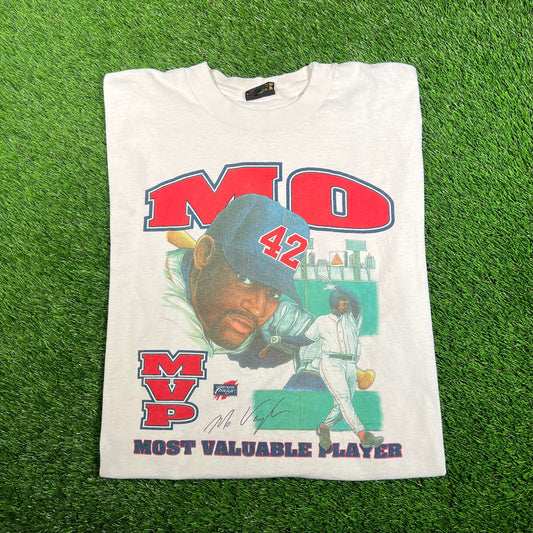 1990s Mo Vaughn MVP Baseball White Cropped Tee Size XL USED v18135