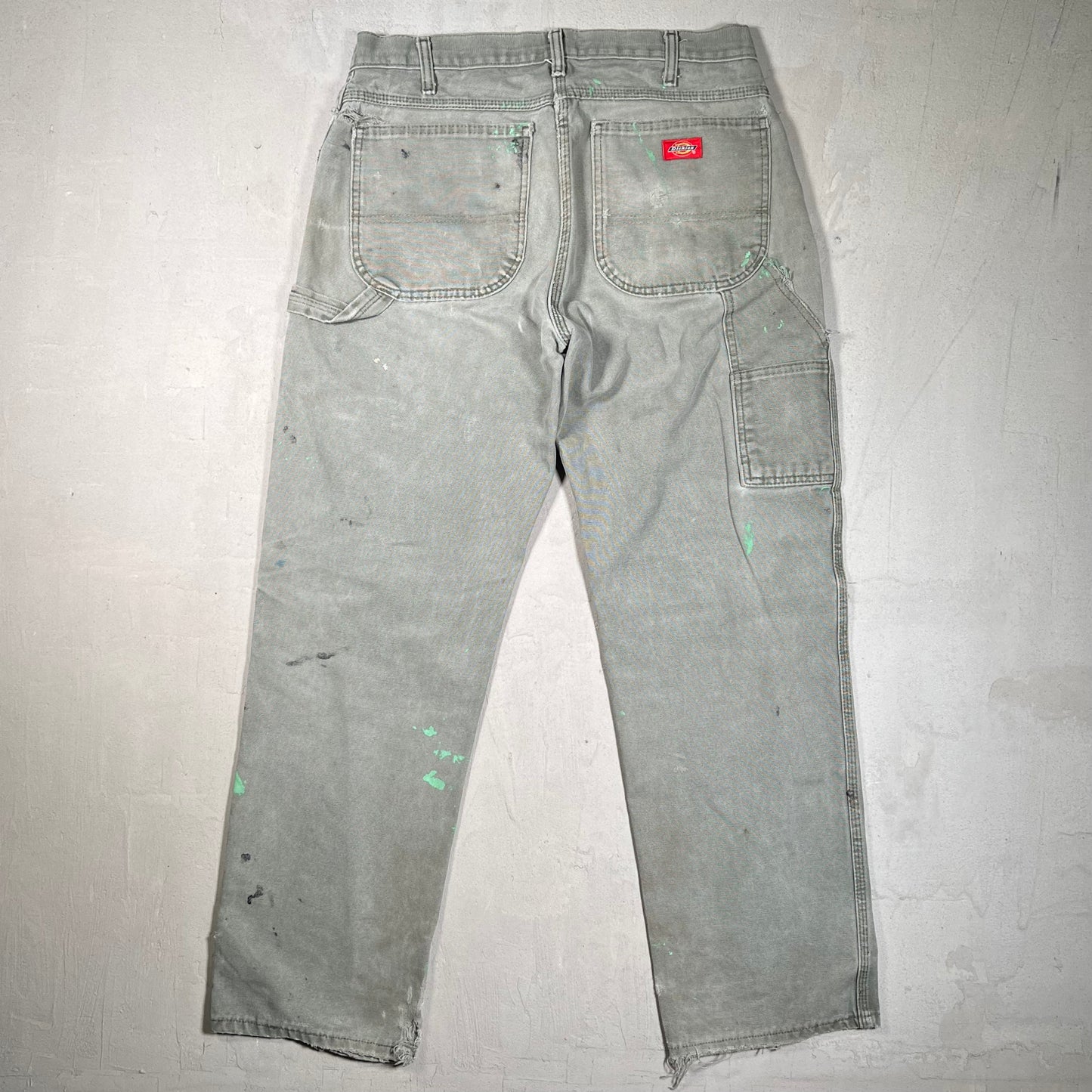 Y2K Dickies Green Workwear Patched Pants Size 32x32 USED v19553