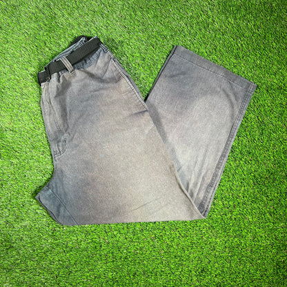 George Washed Navy Elastic Waist Pants Size 36x29 USED v16534