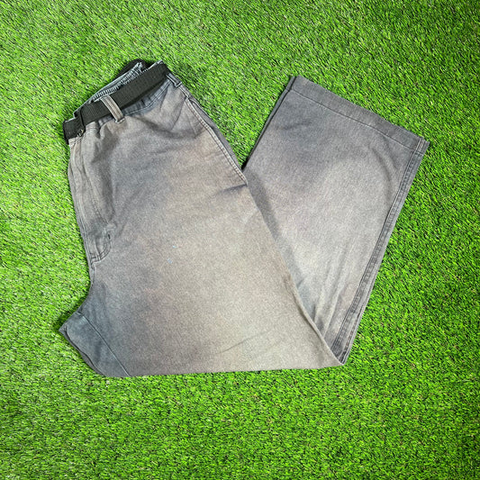 George Washed Navy Elastic Waist Pants Size 36x29 USED v16534