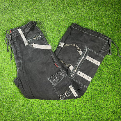 Tripp NYC Black Belted Cargo Utility Pants Size Medium USED x14306