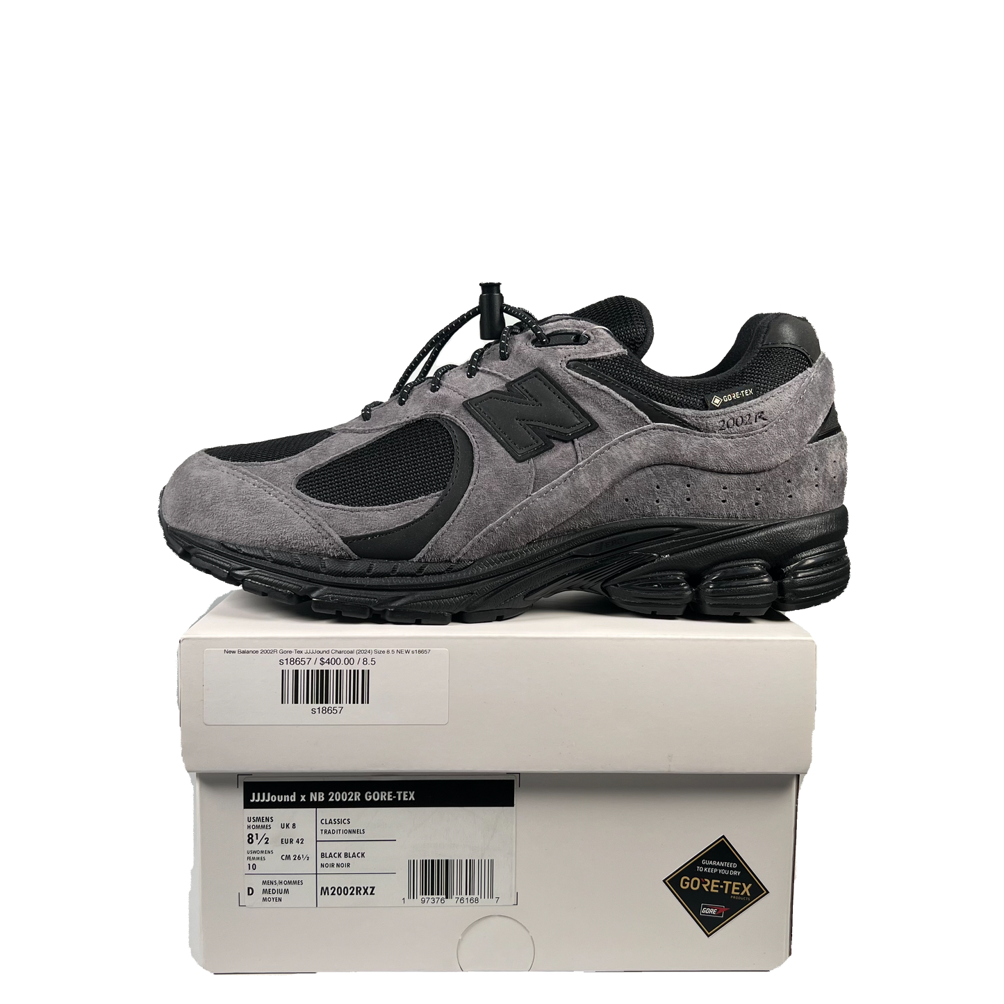 New Balance 2002R Gore-Tex JJJJound Charcoal (2024) Size 8.5 NEW s18657
