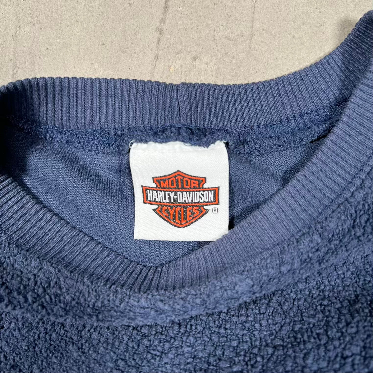 Y2K Harley Davidson Navy Terry Crewneck Size XL USED v20342