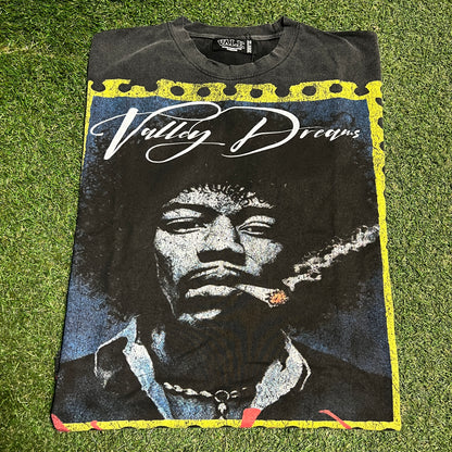 Vale Valley Dreams Jimi Hendrix Smoking Black Tee Size XL New x13832