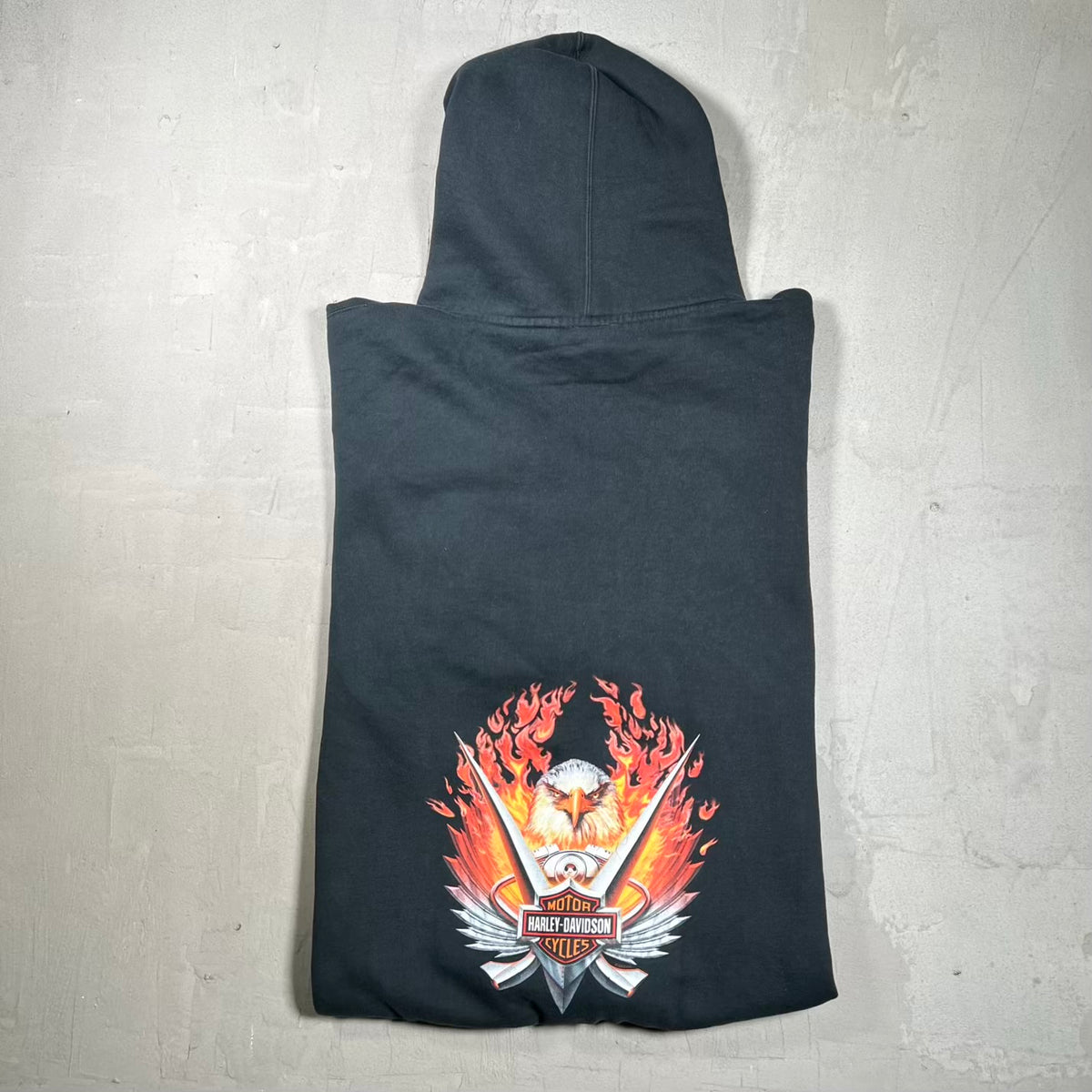 2003 Harley Davidson Rochester NH Eagel Flames Black Zip Up Hoodie Size XL USED v20142