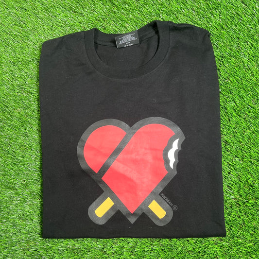 Ice Cream Black Bite Heart Tee Size Large USED x15966