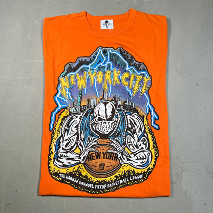 Warren Lotas New York Pick Up Basketball Orange Tee Size Medium NEW x11907