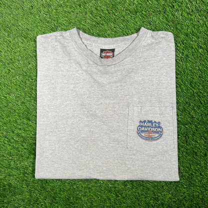 2004 Harley Davidson Grey Pocket Tee Size XL USED v17591