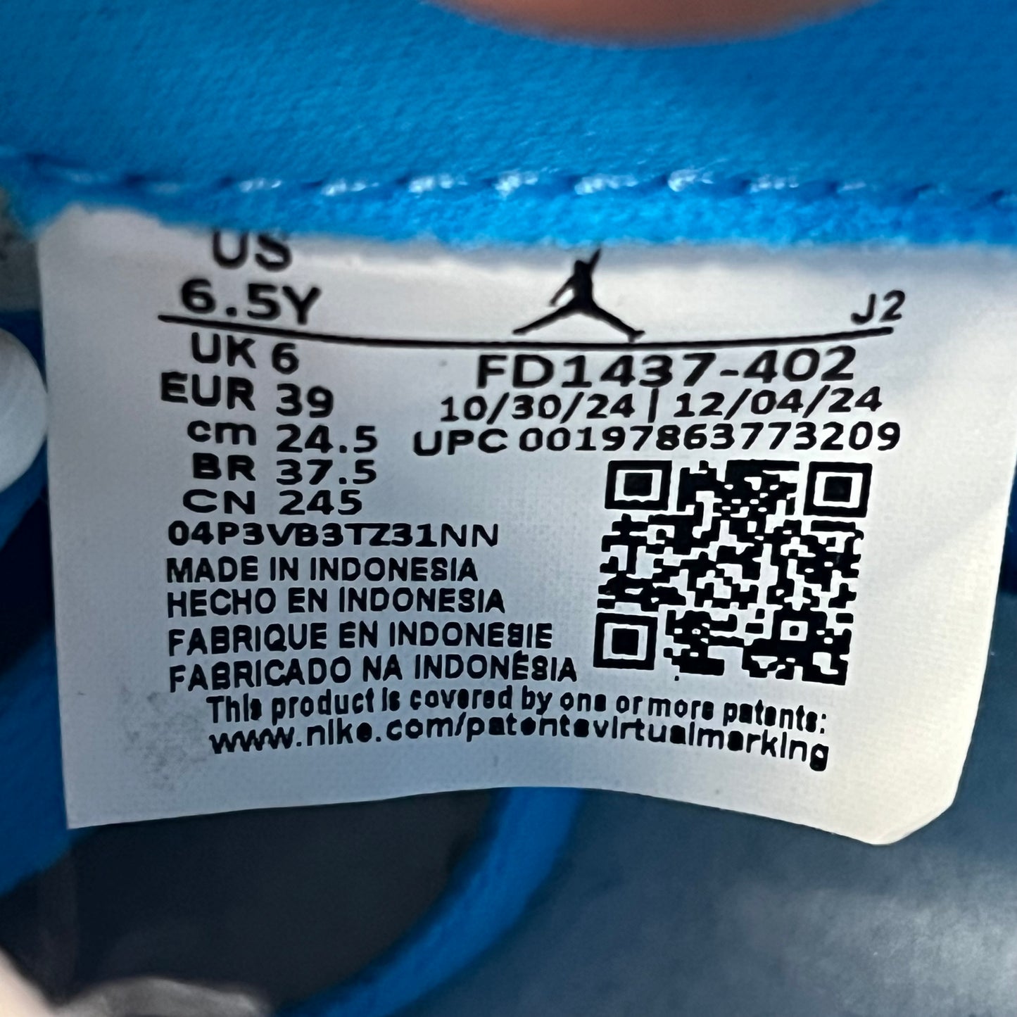Jordan 1 UNC Reimagined (2025) Size 6.5y USED s22353