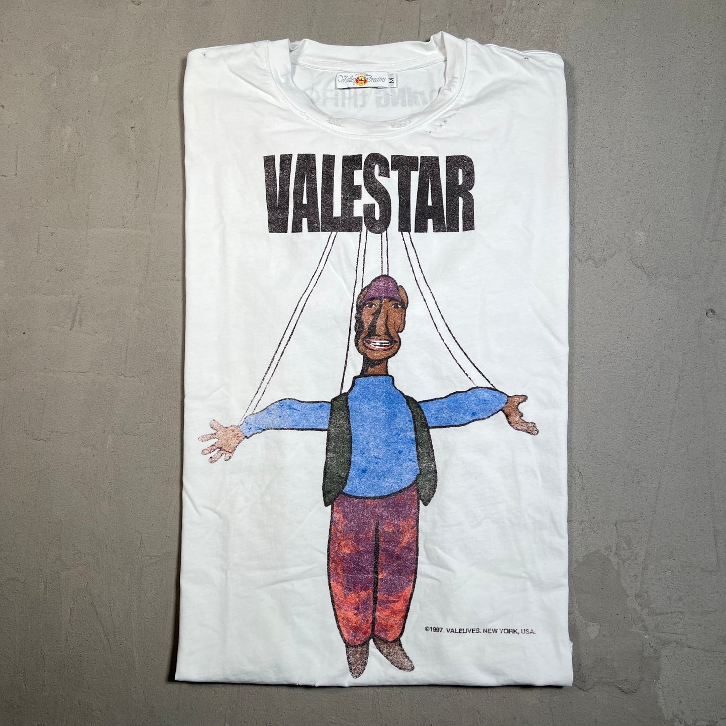 Vale ValeStar Peral Jam White Tee Size Medium USED x17654