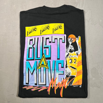 1990s Bust A Move Magic Johnson Tag Rap Style Black Tee Size XL USED v10944
