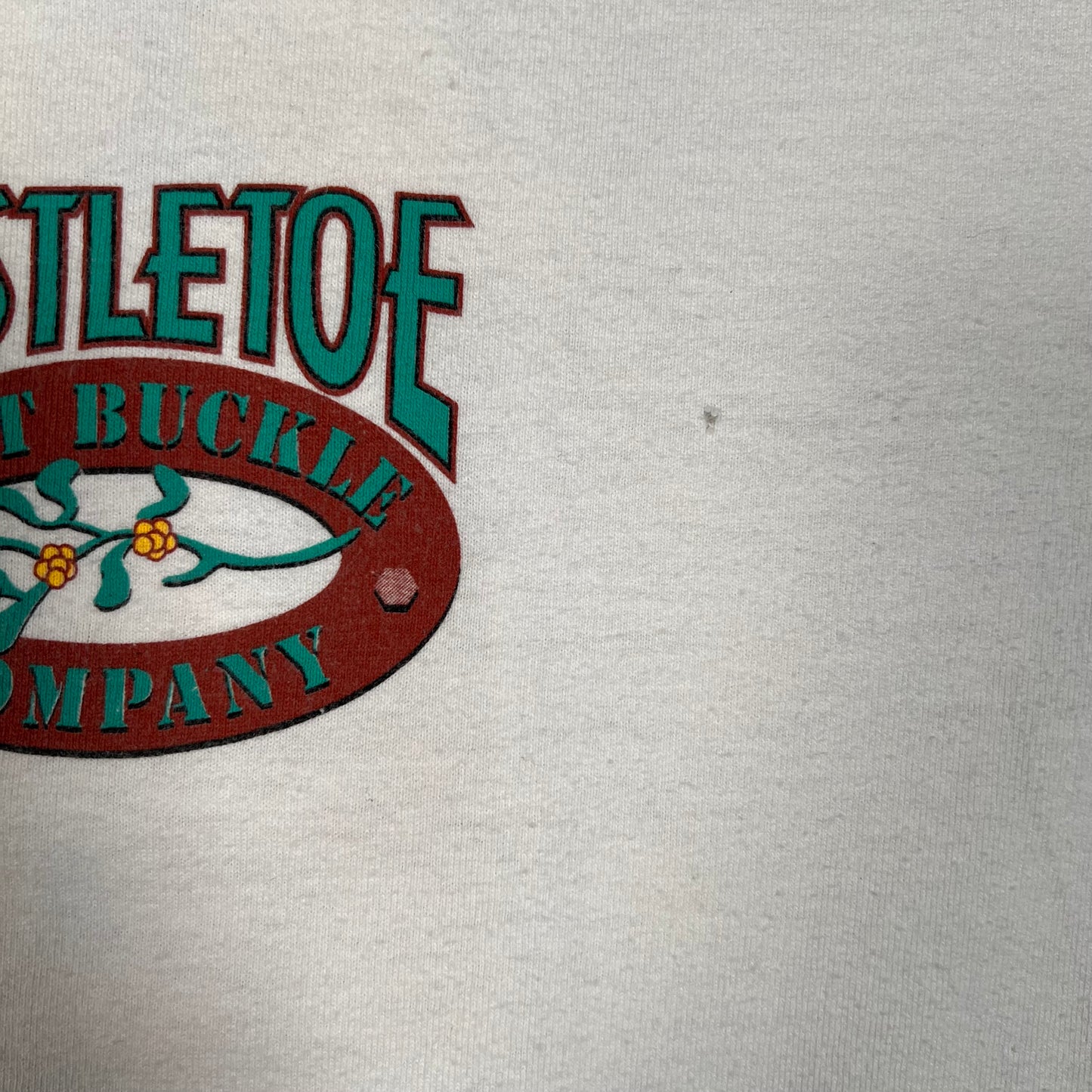 2005 Mistletoe Belt Buckle Company White Tee Size XL USED v16753