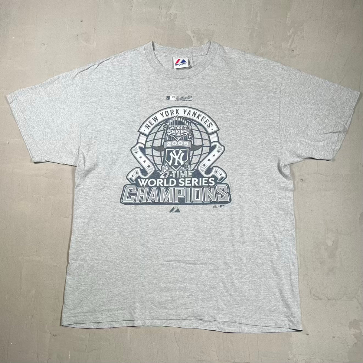2009 New York Yankees World Series Tee Grey Size XL USED v20068