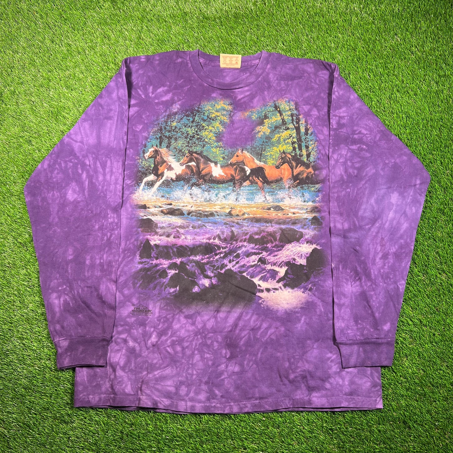 2001 The Mountain Horses in The River Purple Tie Dye Longsleeve Size XL USED v18701