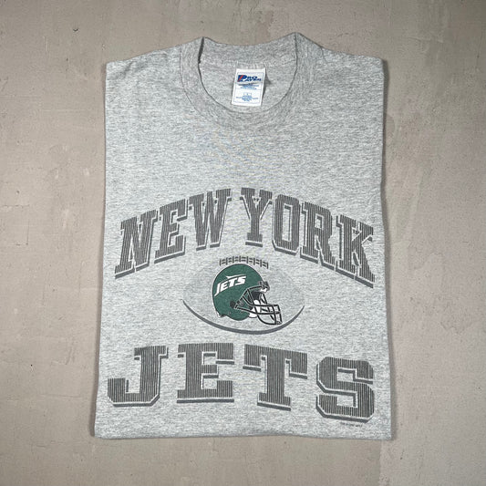 1997 New York Jets Pro Player Tag Grey Tee Size Large USED v19133