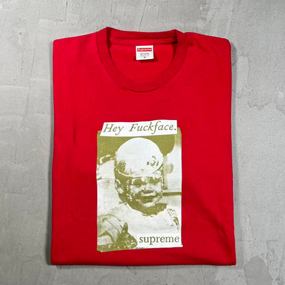 Supreme Hey Fuckface Cropped Red Tee Size Medium USED x18749