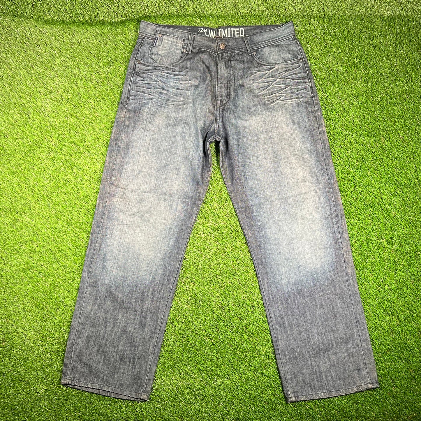 Y2K Ecko Unlimited Raw Denim Jeans Size 36 USED v17953