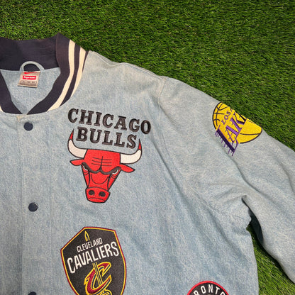Supreme Nike NBA Teams Warm Up Denim Jacket (2018) Size XL USED x16542