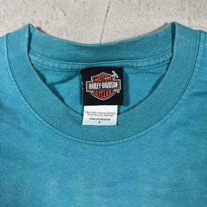 2003 Harley Davidson Teal "Caribou" Tee Size Large USED v20424