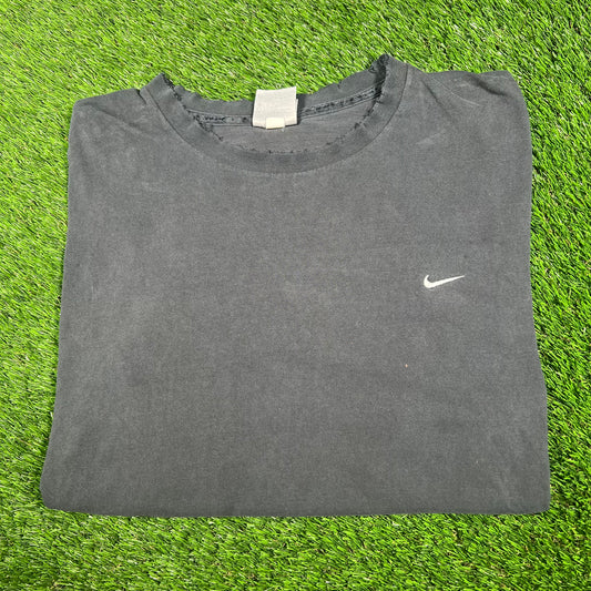 Y2K Nike Washed Black Logo Tee Size XXL USED v17056