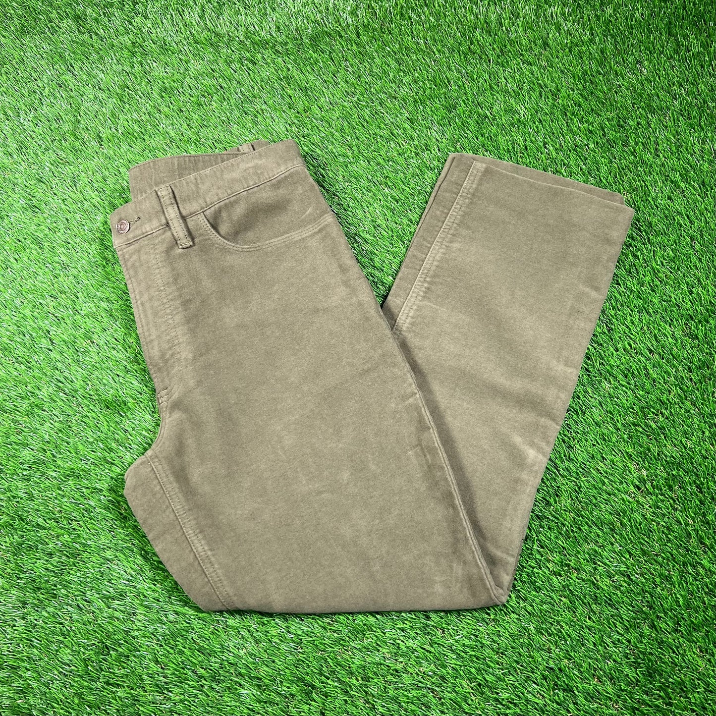 Y2K Polo Ralph Lauren Green Suede Pants Size 33x32 USED x16744