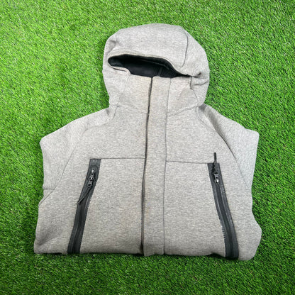 Nike Tech Thick Grey Zip Up Hoodie Size Medium USED v17910