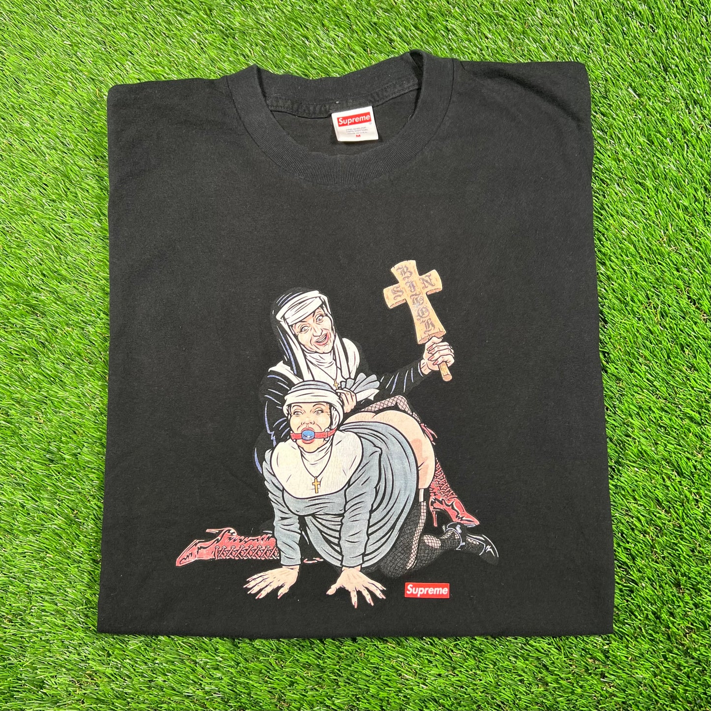 Supreme "Nuns" Black Tee (2022) Size Medium USED x15390