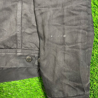 Y2K Ralph Lauren Black Waxed Canvas Button Up Jacket Size XL USED v18670