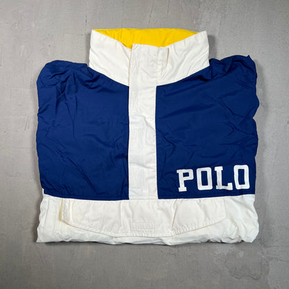 1990s Polo Ralph Lauren Colorblock White Anorak Jacket Size Large USED v19351