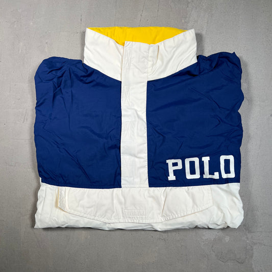 1990s Polo Ralph Lauren Colorblock White Anorak Jacket Size Large USED v19351