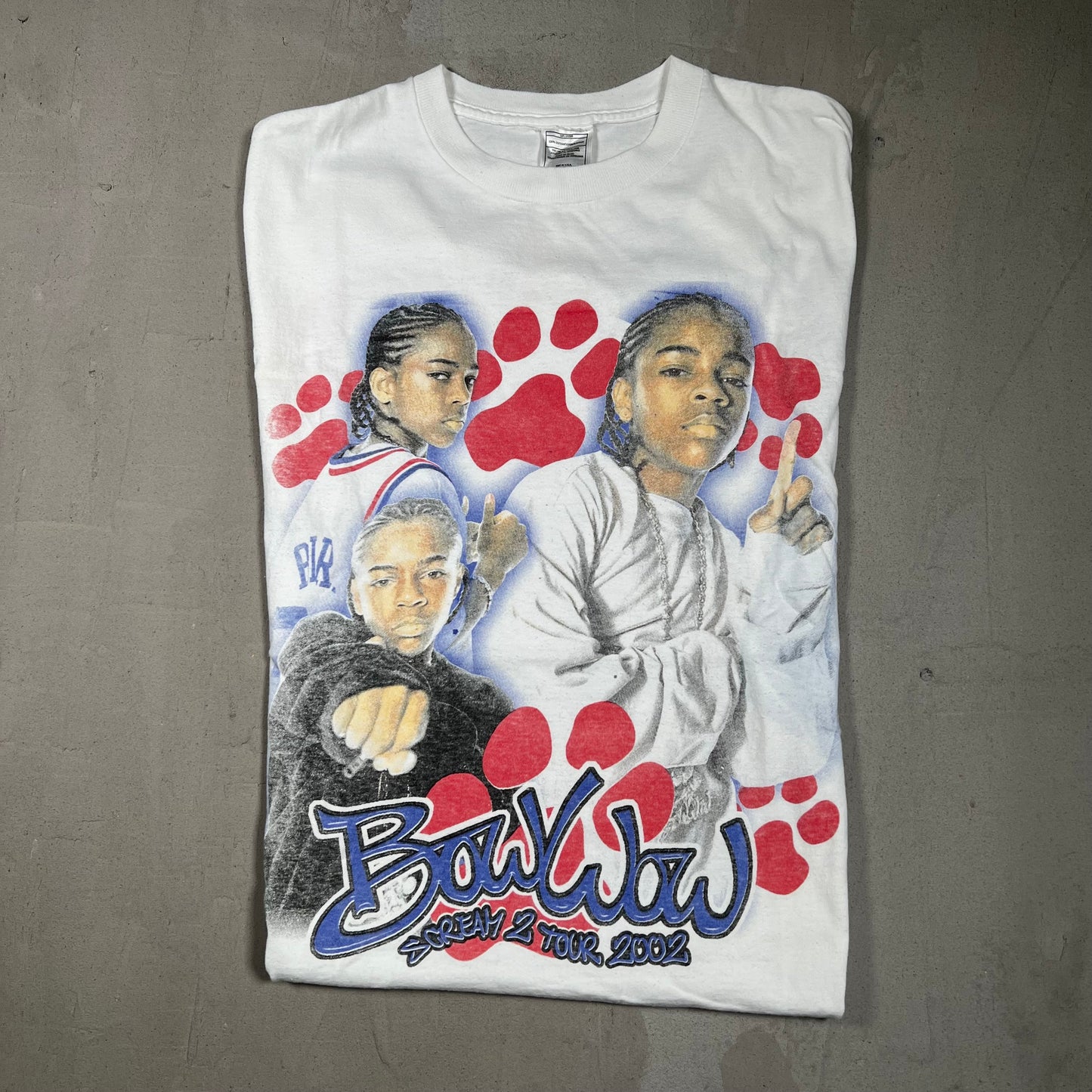 2002 Lil Bow Wow Scream 2 Tour Rap Style White Tee Size Medium USED v17939