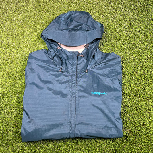 Patagonia Blue Nylon Rain Jacket Size XL USED v16887