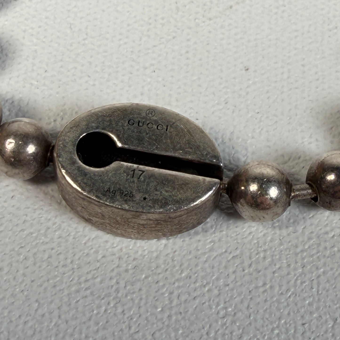 Gucci Interlocking G Sterling Silver Bracelet Size 17 USED x14601