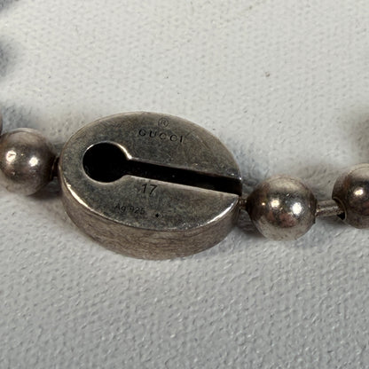 Gucci Interlocking G Sterling Silver Bracelet Size 17 USED x14601